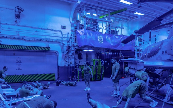 11th MEU Marines Conduct Corporals Course PT Aboard USS Boxer