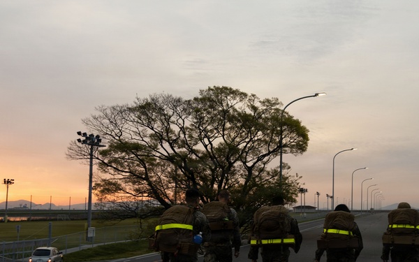 MAG-12 Marines ruck during sunrise