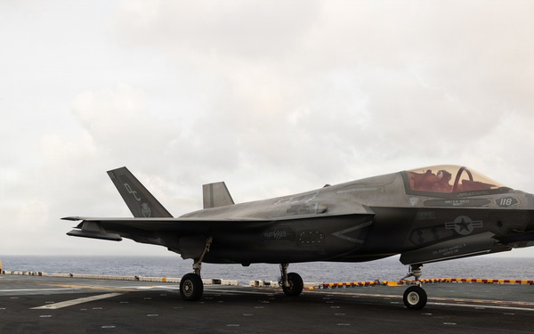 11th MEU Marines Conduct F-35B Flight Operations Aboard USS Boxer