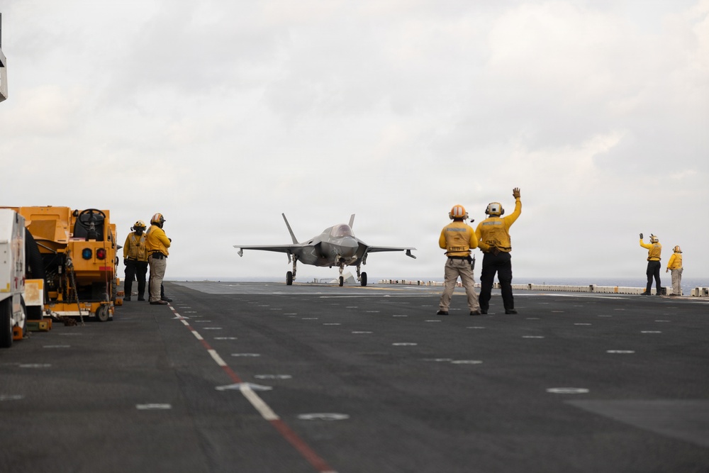 11th MEU Marines Conduct F-35B Flight Operations Aboard USS Boxer