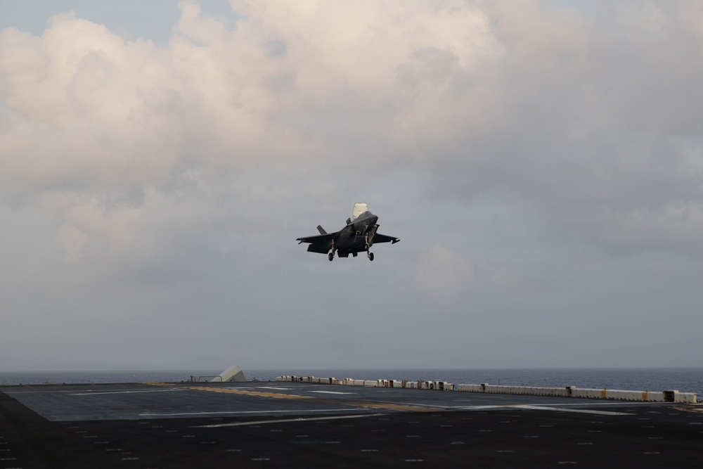 11th MEU Marines Conduct F-35B Flight Operations Aboard USS Boxer