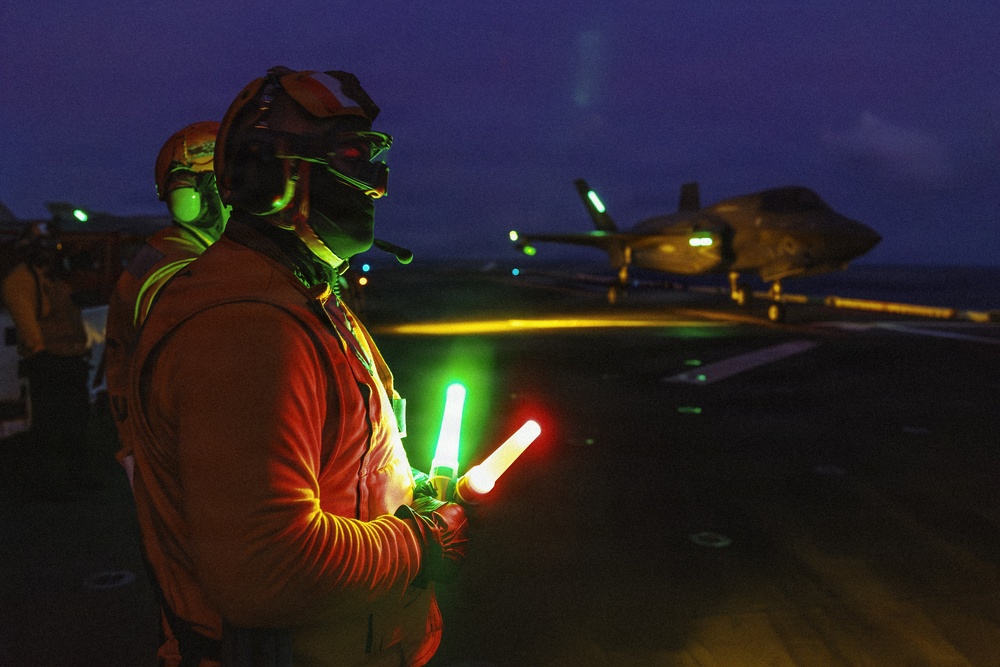 11th MEU Marines Conduct F-35B Flight Operations Aboard USS Boxer