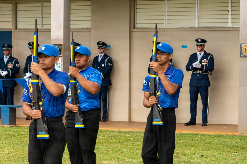 Drill Team performs for Waipahu, Aiea high schools