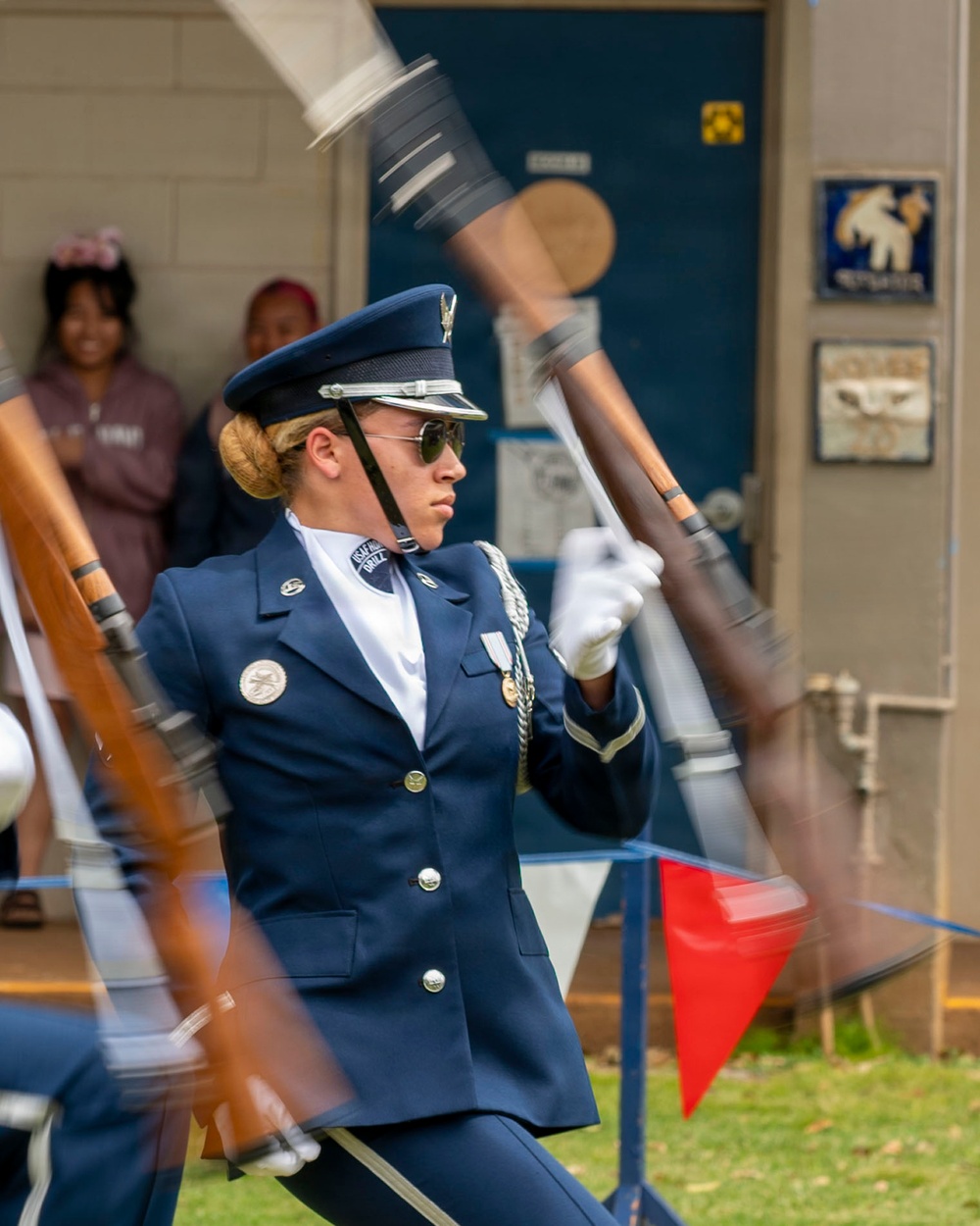Drill Team performs for Waipahu, Aiea high schools