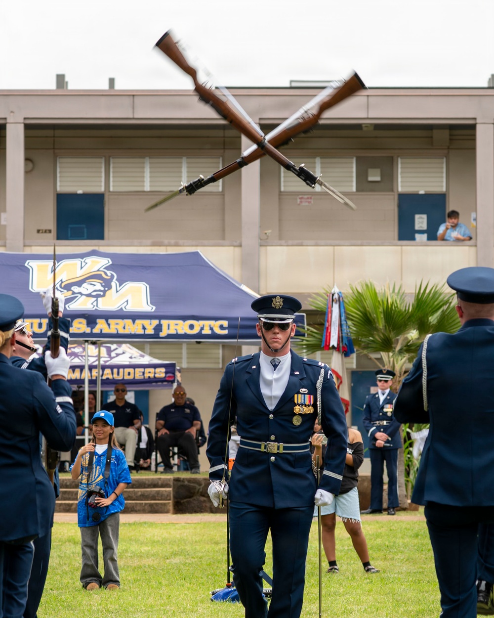 Drill Team performs for Waipahu, Aiea high schools