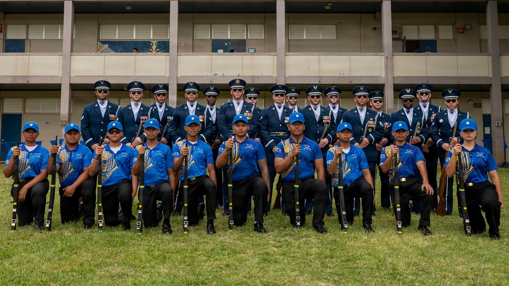 Drill Team performs for Waipahu, Aiea high schools