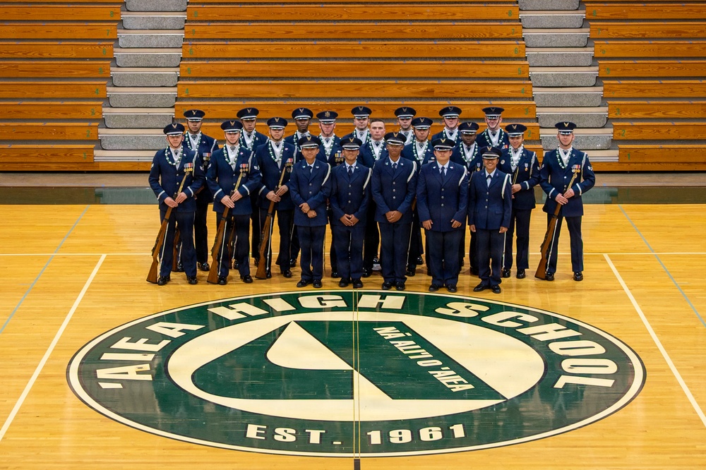 Drill Team performs for Waipahu, Aiea high schools