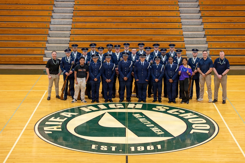 Drill Team performs for Waipahu, Aiea high schools