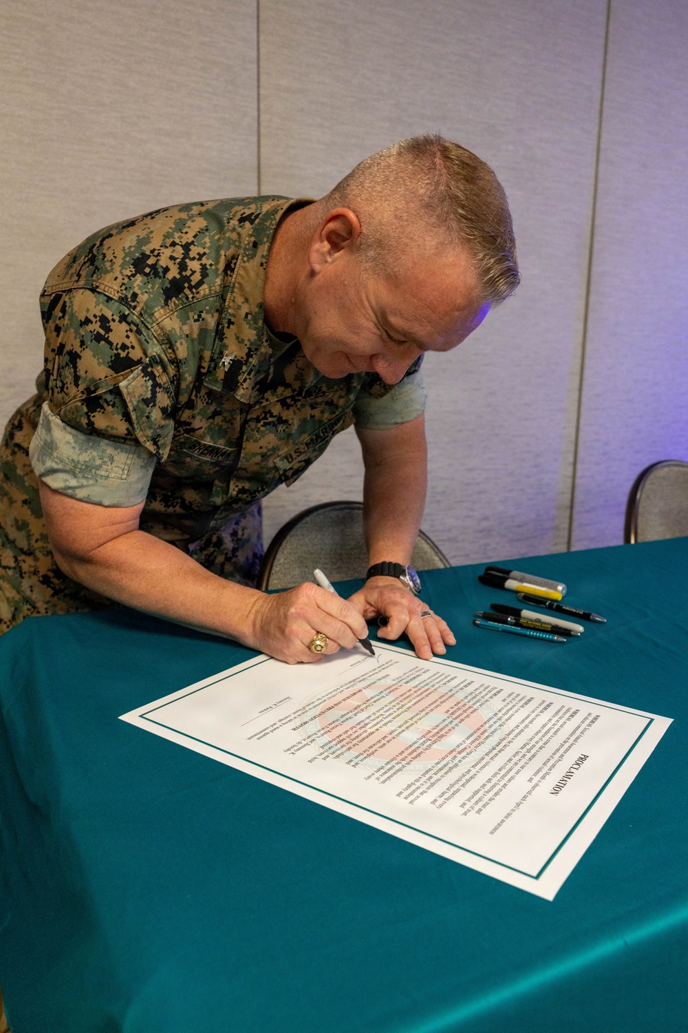 MFR Chief of Staff Col Brennan Signs the Annual Sexual Assault Awareness and Prevention Month Proclamation