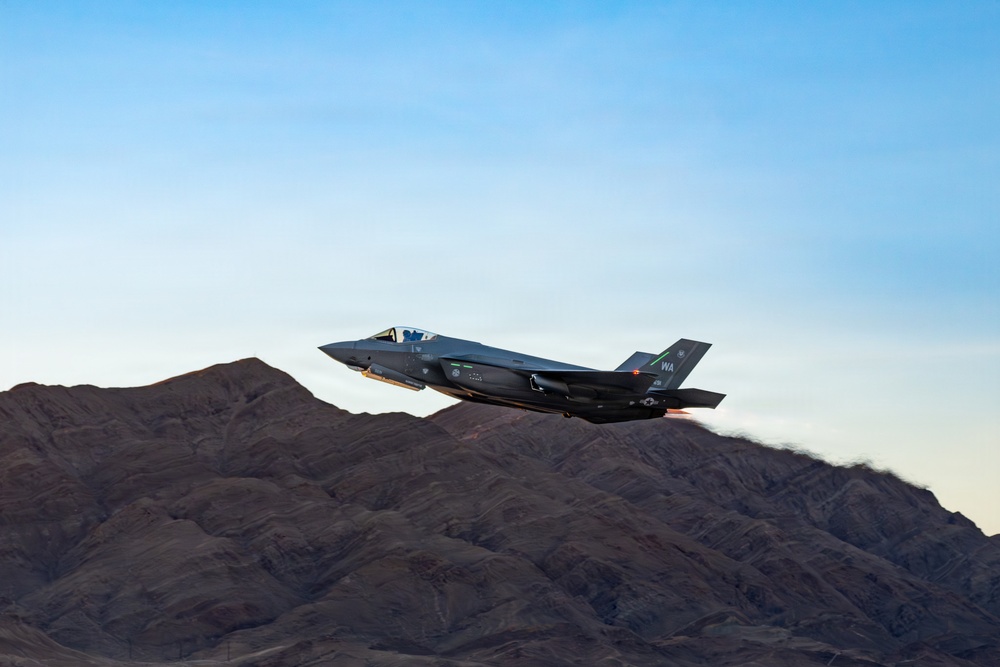 F-35A Lightning II takes off at Nellis Air Force Base