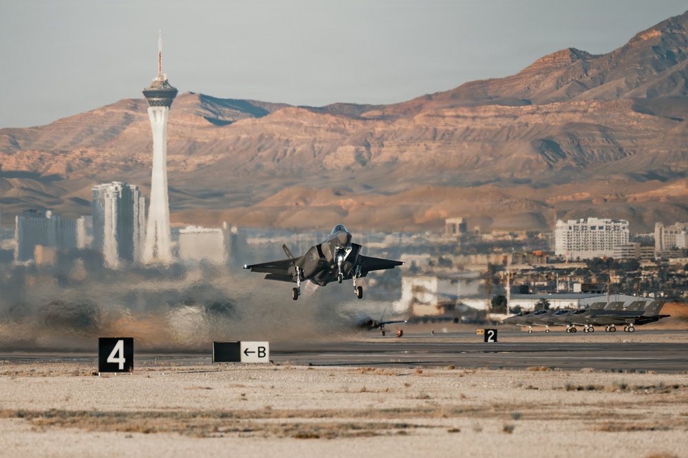 F-35A Lightning II takes off at Nellis Air Force Base