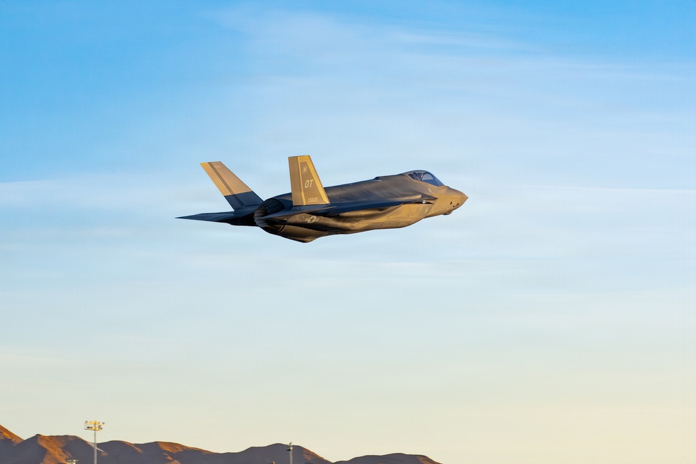 F-35A Lightning II takes off at Nellis Air Force Base