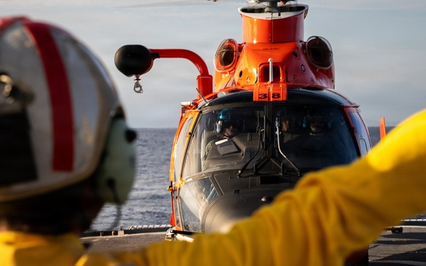 Coast Guard Air Station Barbers Point conducts deck landing qualifications with CGC Harriet Lane (WMEC 903)
