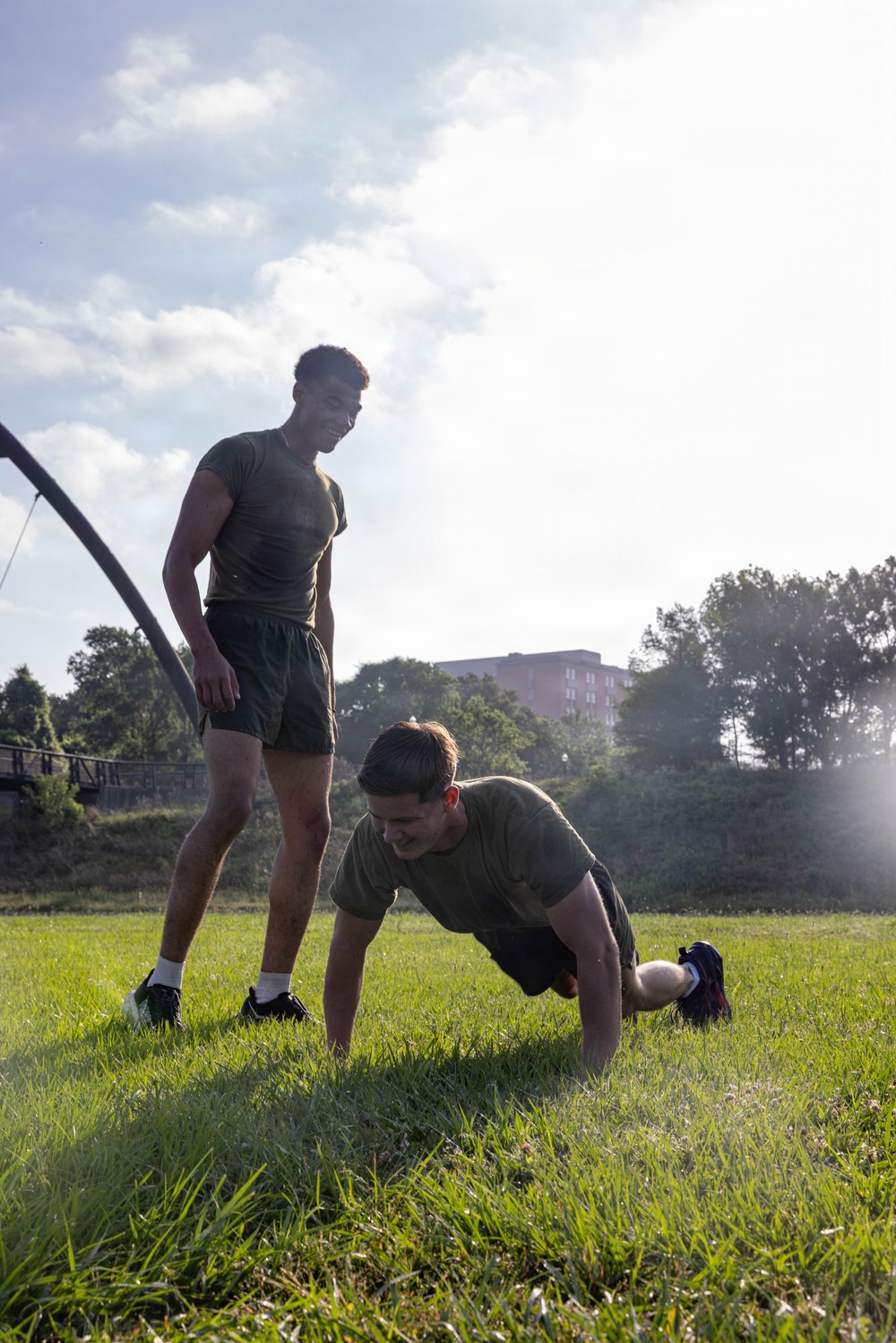 U.S. Marines with 2nd MAW conduct a physical training event in Houston