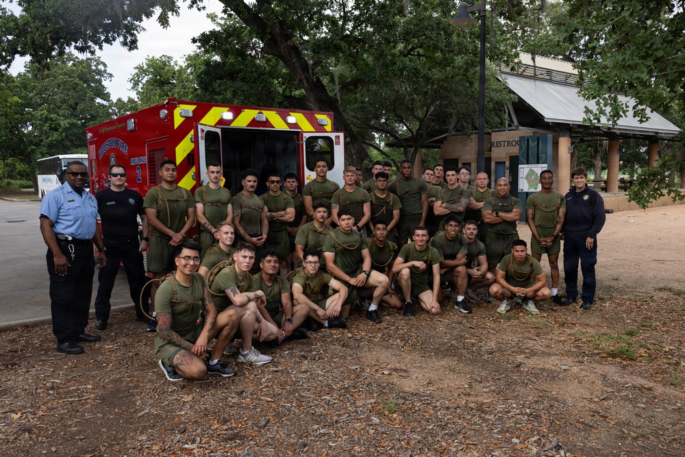 U.S. Marines with 2nd MAW conduct a physical training event in Houston