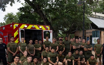 U.S. Marines with 2nd MAW conduct a physical training event in Houston