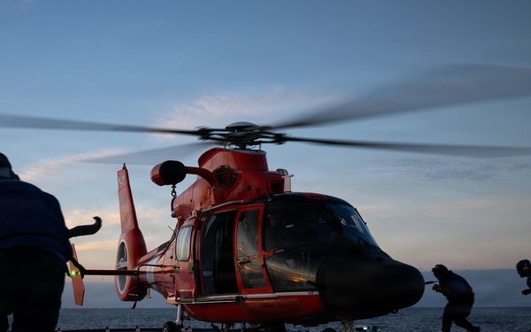 Coast Guard Air Station Barbers Point conducts deck landing qualifications with CGC Harriet Lane (WMEC 903)