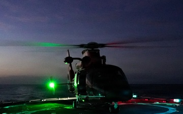 Coast Guard Air Station Barbers Point conducts deck landing qualifications with CGC Harriet Lane (WMEC 903)