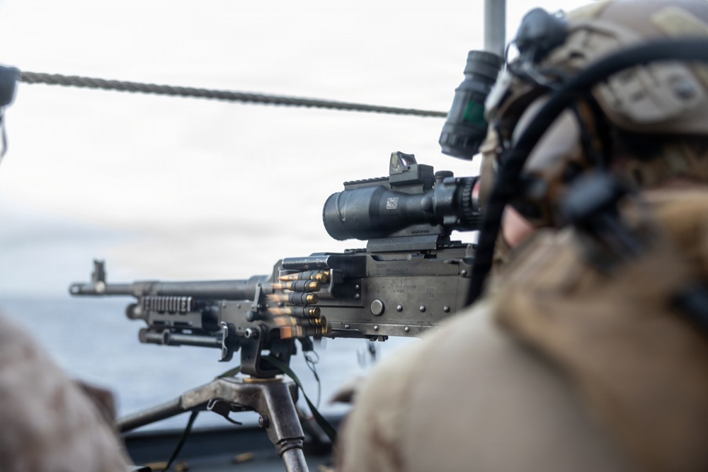 22nd MEU(SOC) | BLT 3/6 Conducts MMG Shoot Aboard USS Fort Lauderdale
