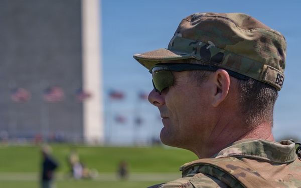 Mississippi National Guard Soldiers patrol on the National Mall