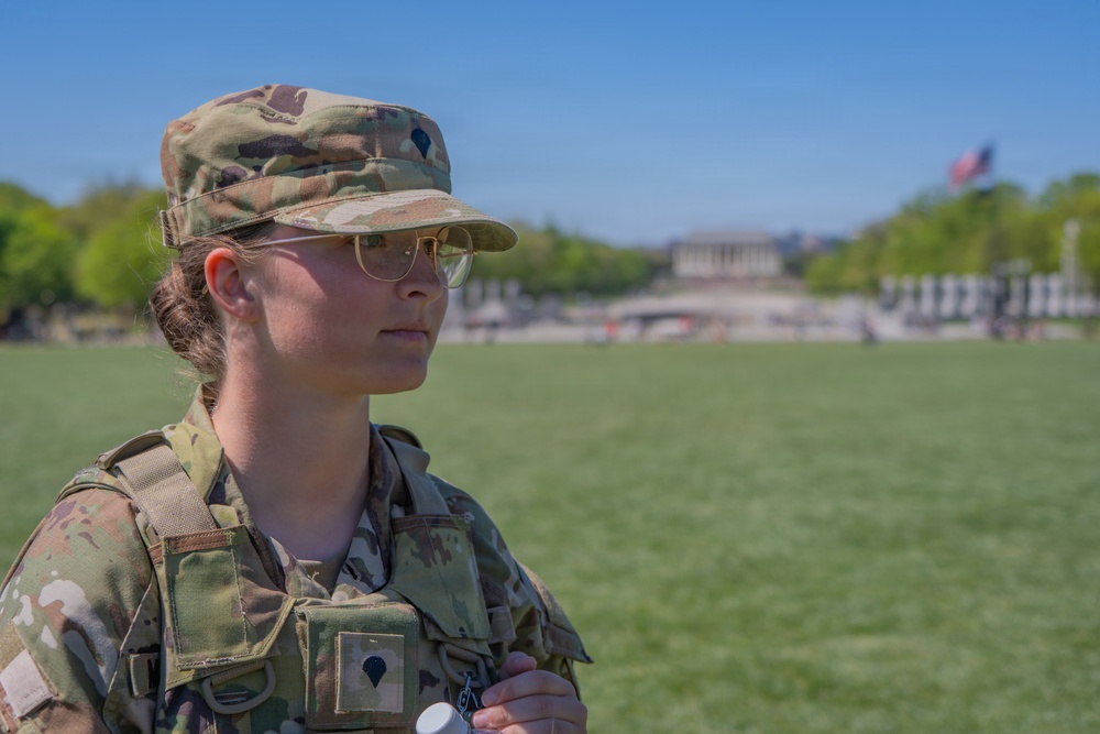 Mississippi National Guard Soldiers patrol on the National Mall