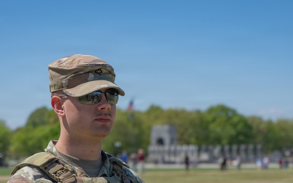 Mississippi National Guard Soldiers patrol on the National Mall