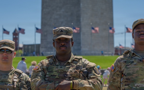 Mississippi National Guard Soldiers patrol on the National Mall