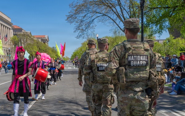 Mississippi National Guard Soldiers patrol during the National Cherry Blossom Parade