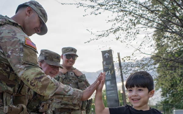 Joint Task Force Magnolia Soldiers patrol at the Jefferson Memorial