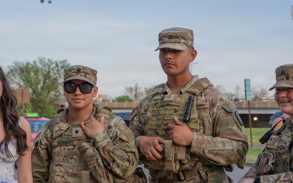 Joint Task Force Magnolia Soldiers patrol at the Jefferson Memorial