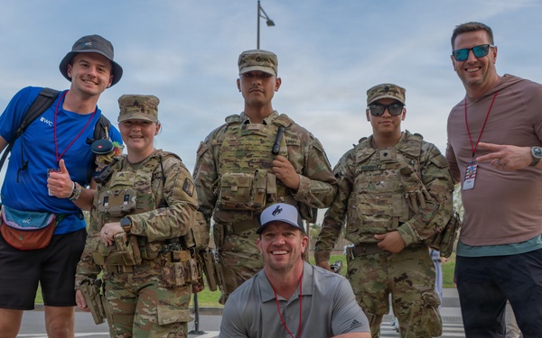 Joint Task Force Magnolia Soldiers patrol at the Jefferson Memorial
