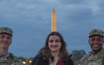 Joint Task Force Magnolia Soldiers patrol at the Jefferson Memorial