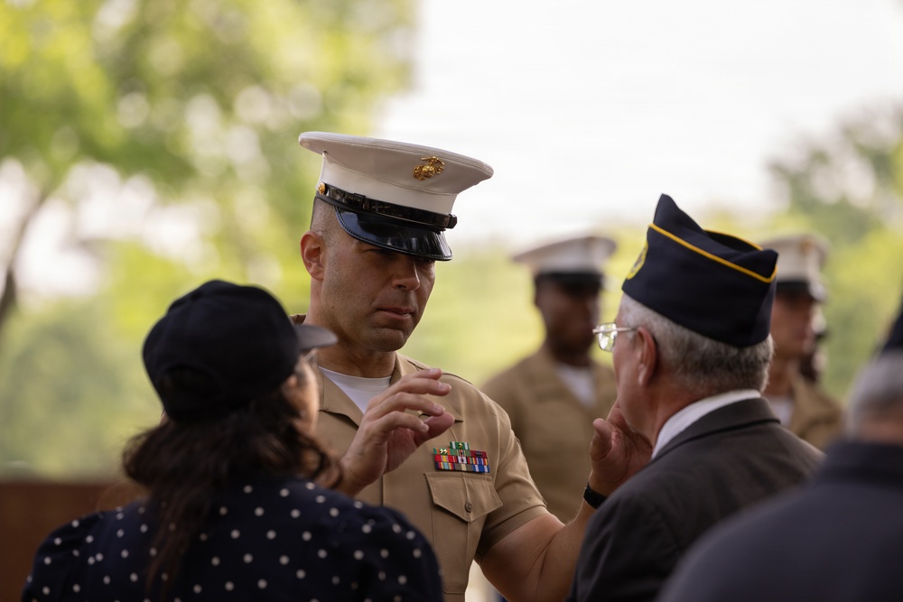 U.S. service members participate in wreath-laying ceremony at Bear Creek Park