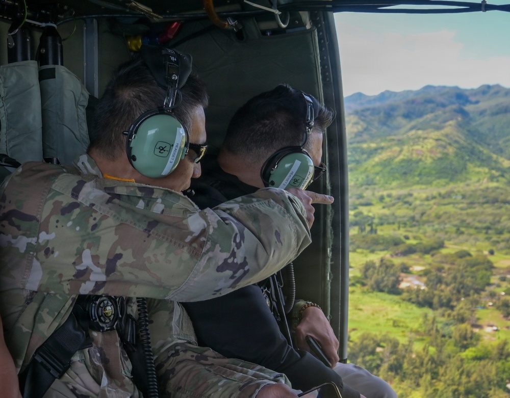 Hawaii National Guard conducts aerial assessment with emergency management leaders following storms