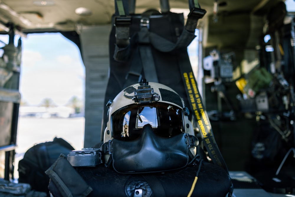 JTF-SB Army Soldiers execute UH-60 Black Hawk pre-flight checks