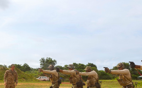 Multinational special operations forces execute rifle and pistol marksmanship drills during Flintlock 26