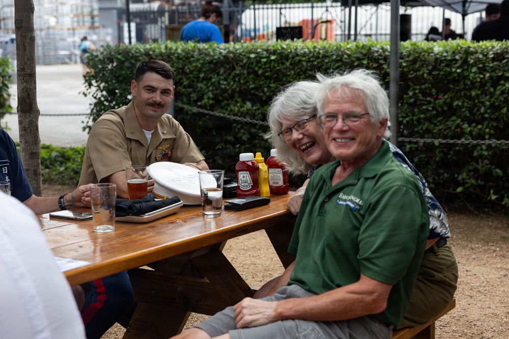 U.S. Marines with MWSS-272 attend an officer social event