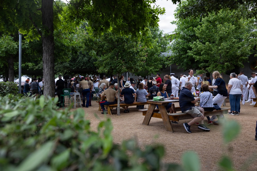 U.S. Marines with MWSS-272 attend an officer social event