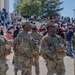 Soldiers from the Mississippi National Guard patrol during the Cherry Blossom Festival