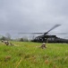 Airmen from the 113th Contingency Response Squadron and 181st Medical Group participate in Round-robin helicopter training on a UH-60 Black Hawk at Camp Atterbury