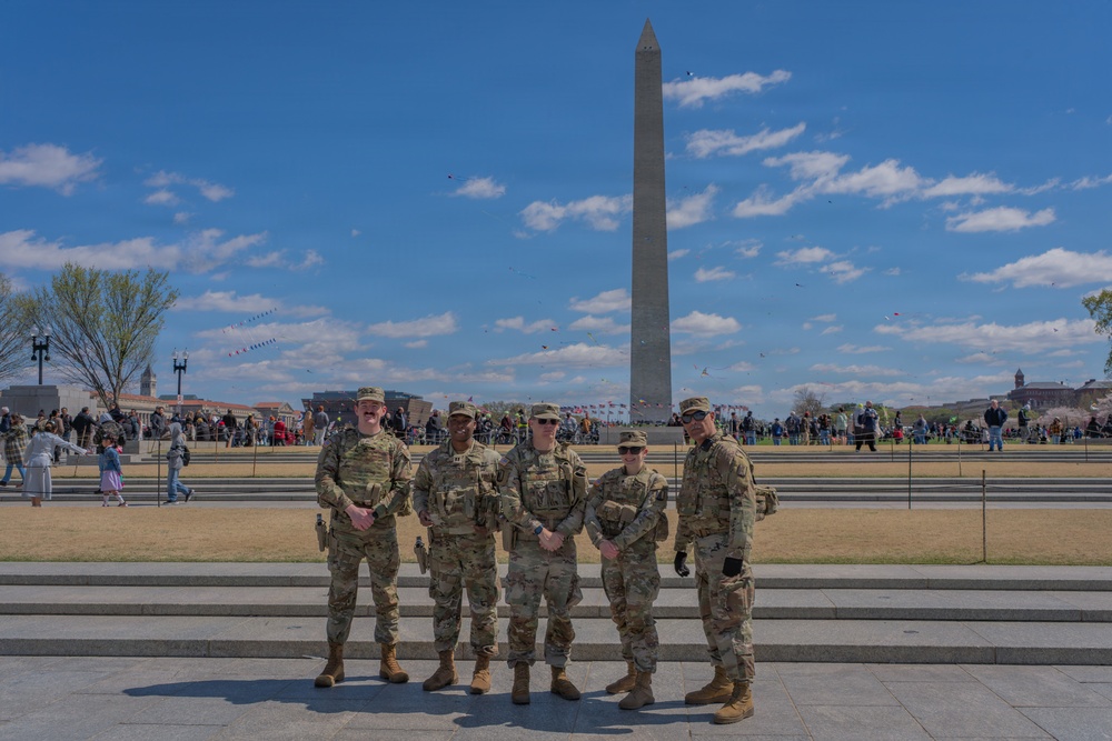 Mississippi National Guard Soldiers patrol during the Blossom Kite Festival