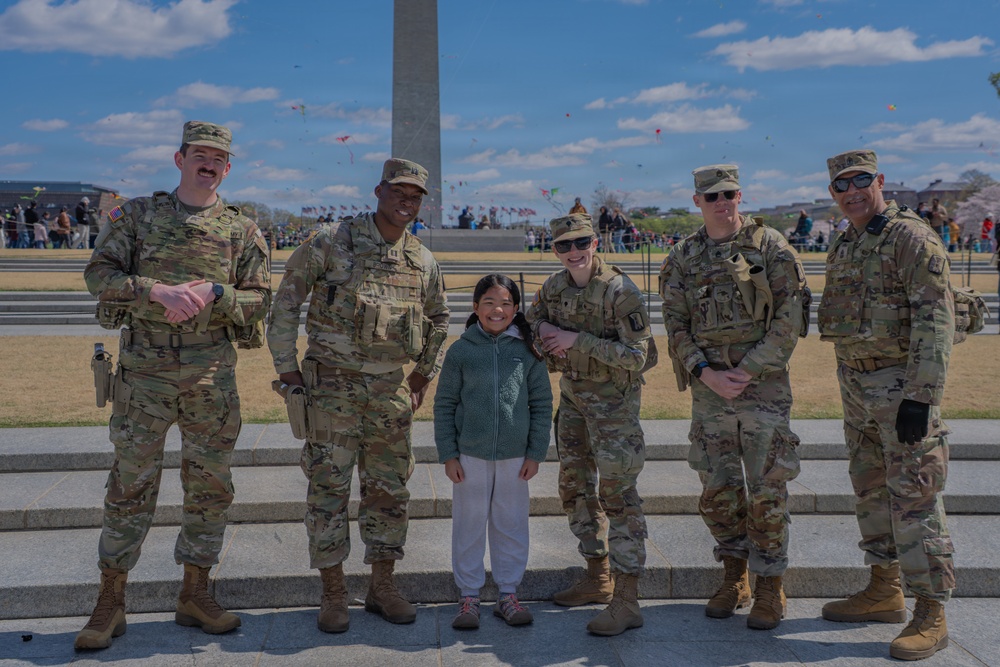 Mississippi National Guard Soldiers patrol during the Blossom Kite Festival