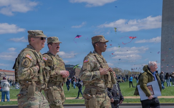 Mississippi National Guard Soldiers patrol during the Blossom Kite Festival