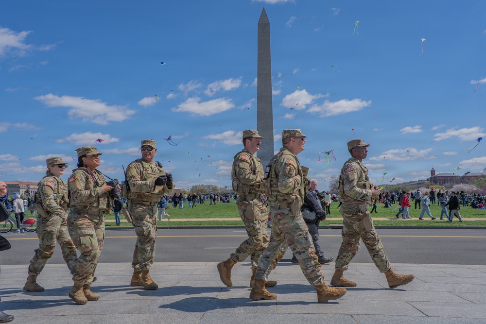 Mississippi National Guard Soldiers patrol during the Blossom Kite Festival