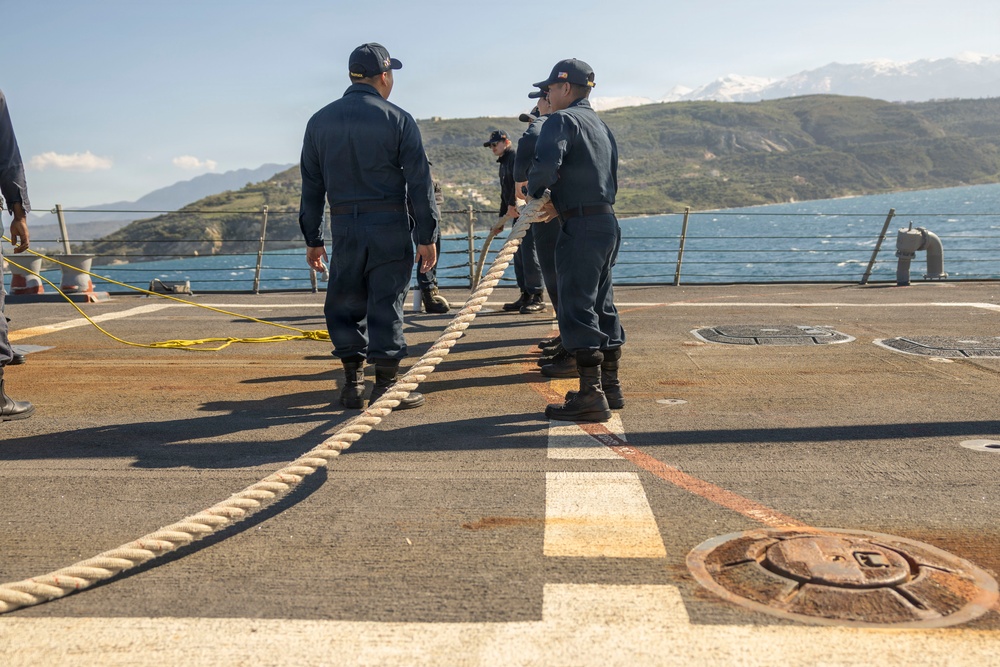 USS Bulkeley (DDG 84) departs from Souda Bay, Greece, April 4, 2026