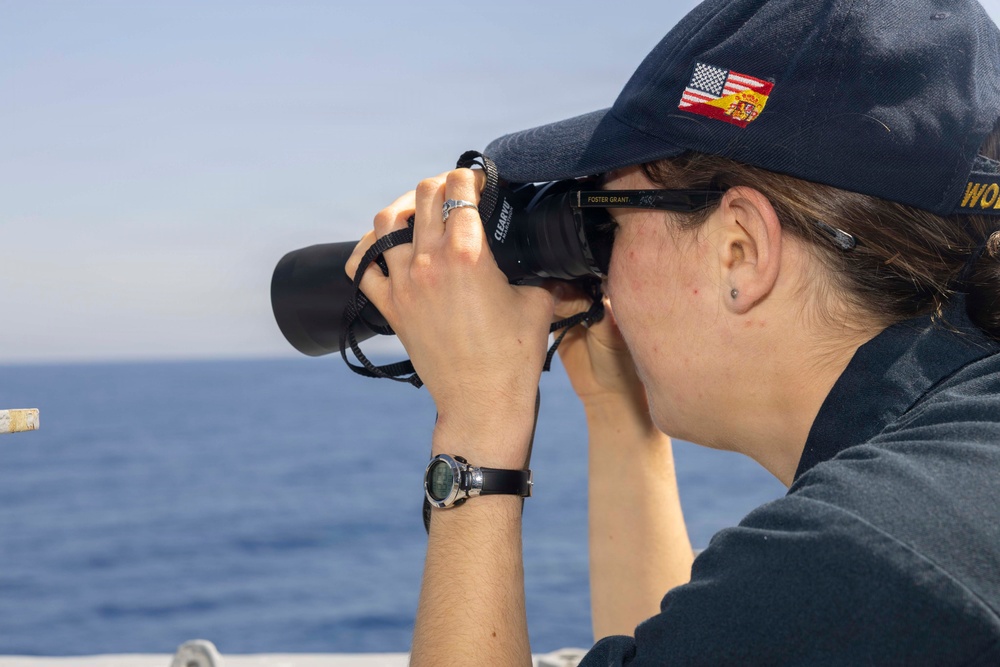 Ensign Murray stands watch aboard USS Bulkeley (DDG 84), April 13, 2026