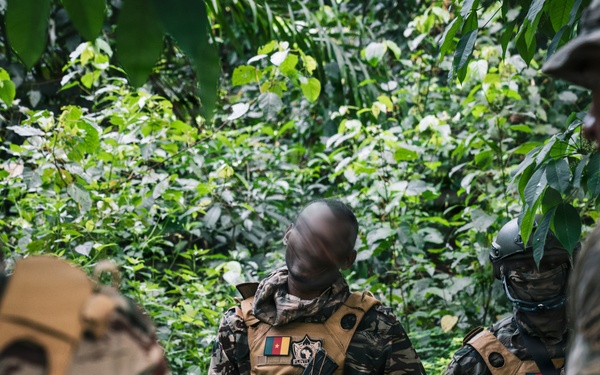 Green Berets and Cameroonian special operations soldiers execute urban maneuvers during Flintlock 26