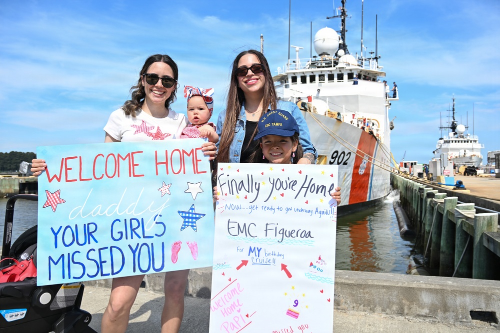 Coast Guard Cutter Tampa returns home following 74-day counter-drug patrol in Eastern Pacific