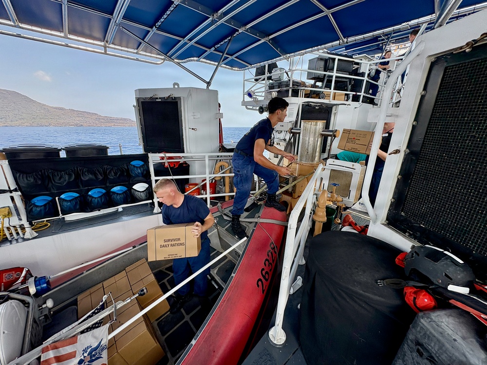 U.S. Coast Guard crews deliver supplies in CNMI following Super Typhoon Sinlaku