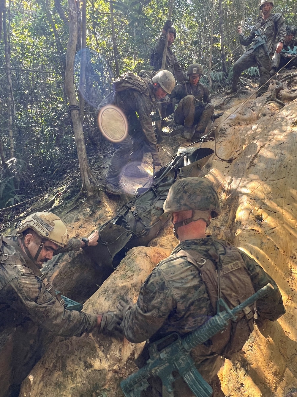 U.S. Marines with Headquarters Battalion Conduct Casualty Evacuation Training